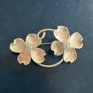Vintage Stuart NYE Sterling Silver 925 Two Flower Brooch Pin